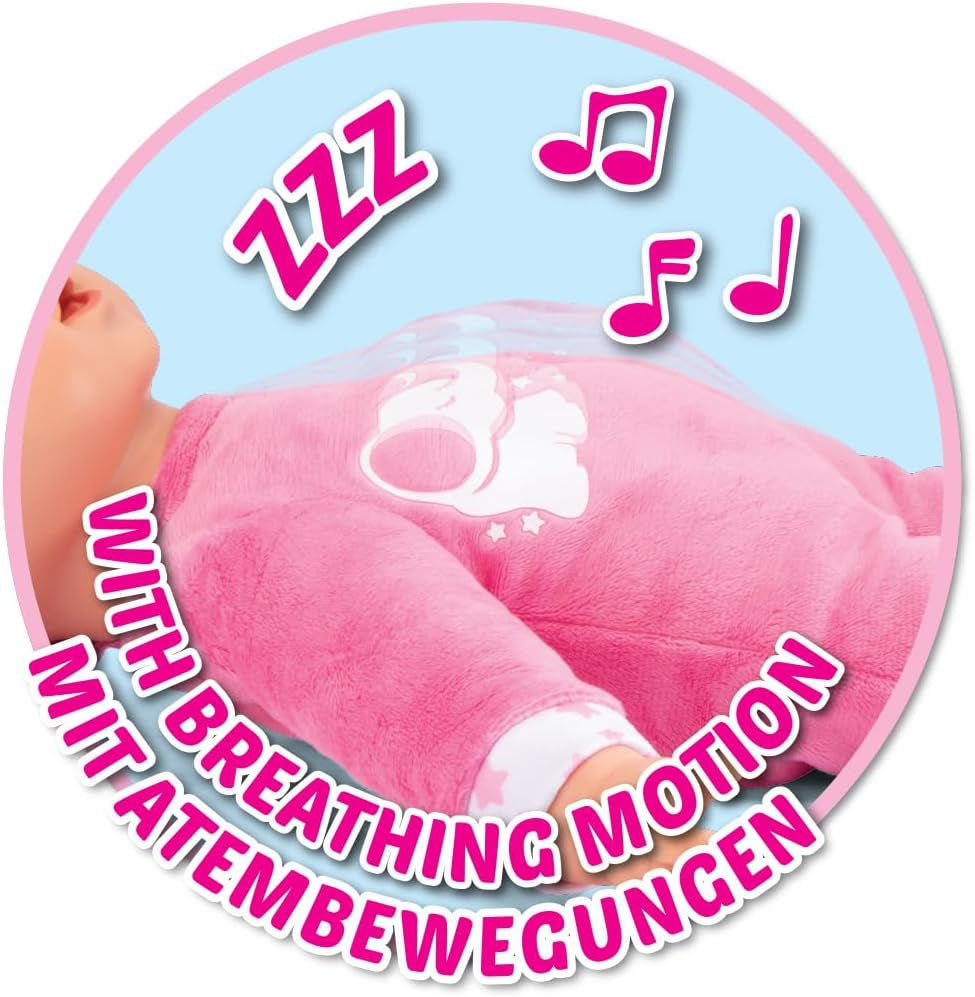 Simba 105140501 Laura Puppe Schlummerzeit (38 cm) - Weichkörper-Babypuppe mit Atembewegungen, Schlafaugen & 14 Geräuschen - Kinder-Spielzeug für Mädchen und Jungen ab 1,5 Jahre
