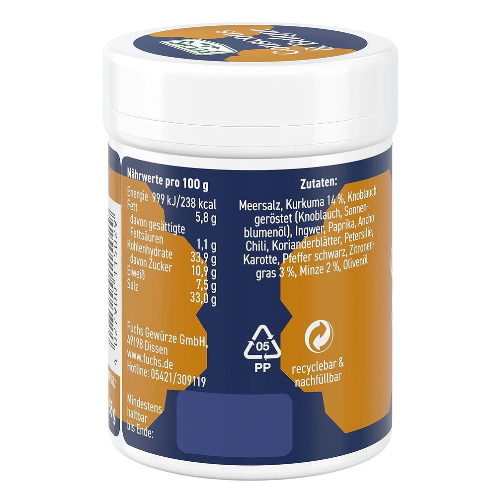 Fuchs Spices Gourmet Selection Middle East/Africa – Mix de condimente pentru couscous și bulgur, mix de condimente reîncărcabil, pentru asezonarea mâncărurilor cu bulgur, vegan, 55 g