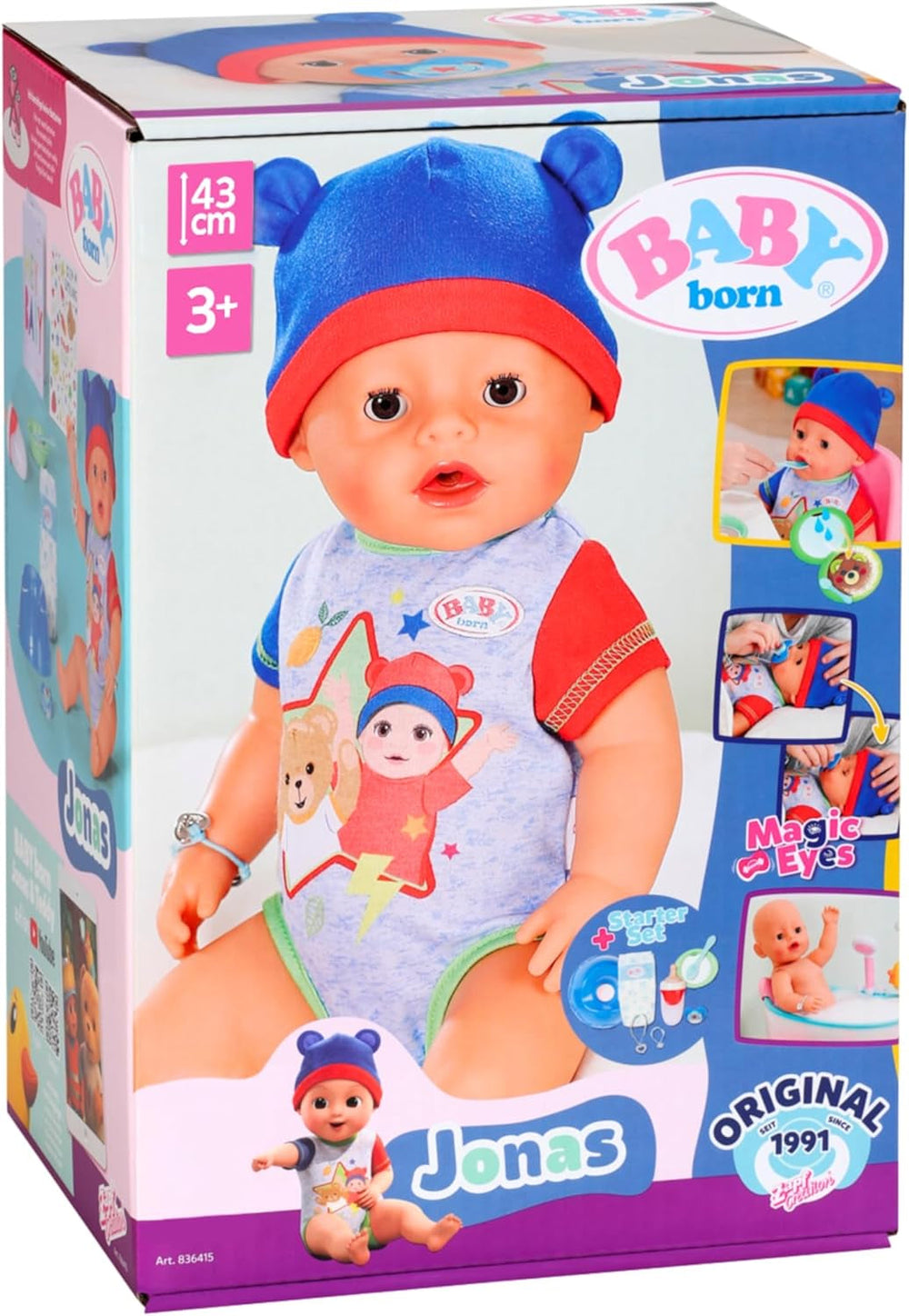 BABY Born Jonas - 43 cm große Babypuppe - 10 Funktionen inkl. Accessoires & Strampler - Funktioniert komplett ohne Batterien - Geeignet für Kinder ab 3 Jahren