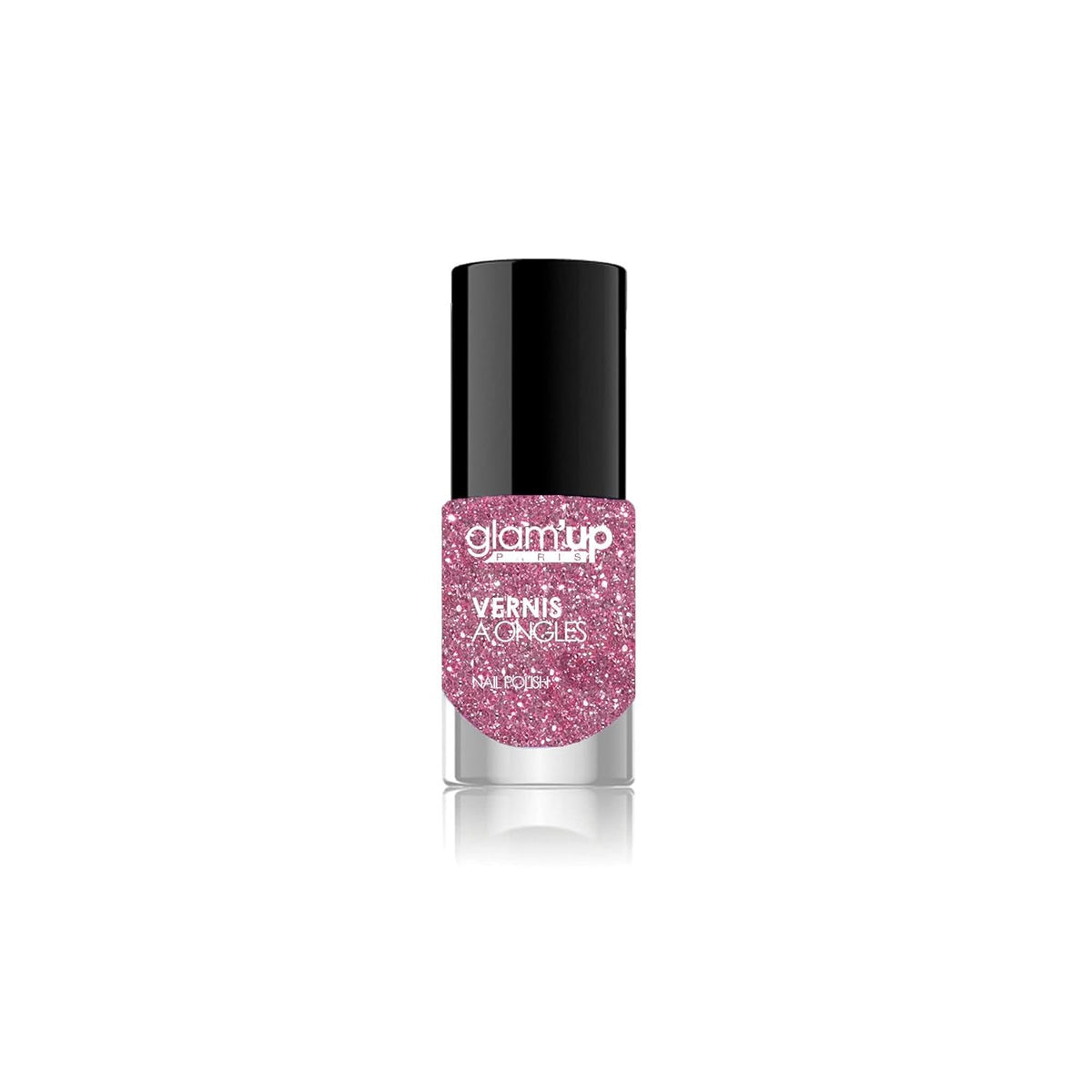 Oja Glam'Up Paris, ultra-lucioasă, de lungă durată, cu uscare rapidă, nr. 129, sclipici roz