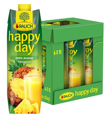 Rauch Happy Day Ananas | Explozie de arome tropicale | Fabricat din 100% suc concentrat de ananas | 6 x 1 litru,Tetra Prisma Bauturi fara alcool Naty Shop