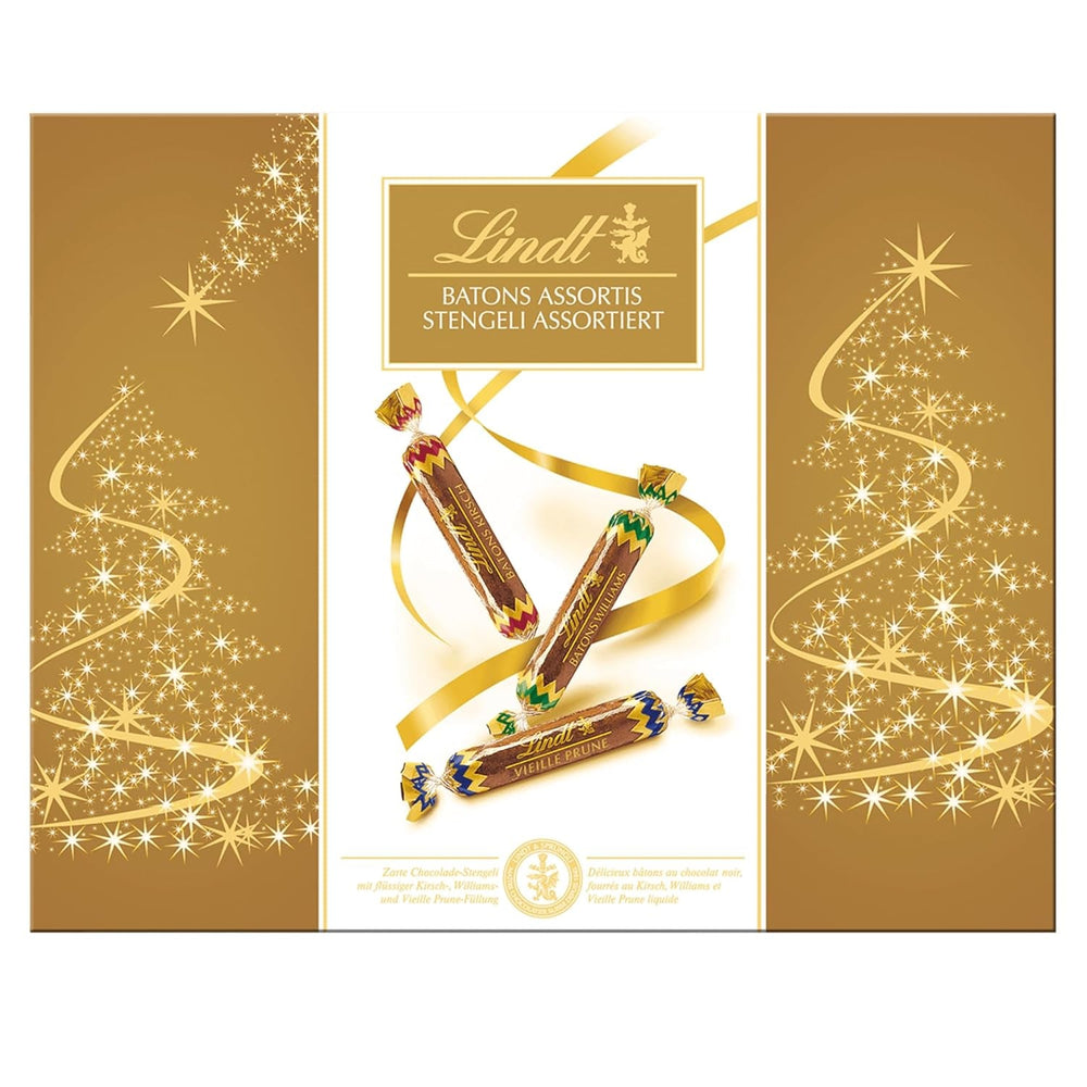 Bastoane de ciocolată Lindt cu tulpini de cireșe | 250 g | 32 de batoane de ciocolată cu lapte umplute cu lichior lichid de cireșe elvețiene | Cadou de ciocolată cu alcool | Cadou de ciocolată