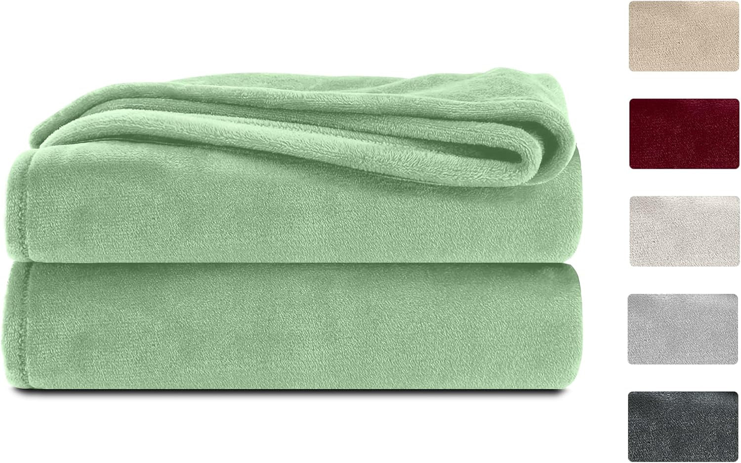 Komfortec pătură pufoasă, pătură confortabilă, pătură fleece, certificată Oeko-Tex, super moale, 150X200 Cm, 260 G/M², bej Paturi si Cuverturi Besuche den Komfortec-Store Verde deschis 220 X 240 Cm