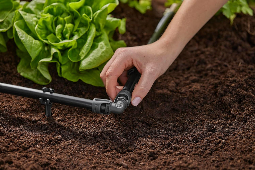 Piesă în L pentru sistemul de irigare Gardena Micro-Drip 13 mm (1/2 inch): Conector pentru țeavă pentru schimbarea direcției țevilor de alimentare de 13 mm, asamblare fără unelte, reutilizabil (13202-20)