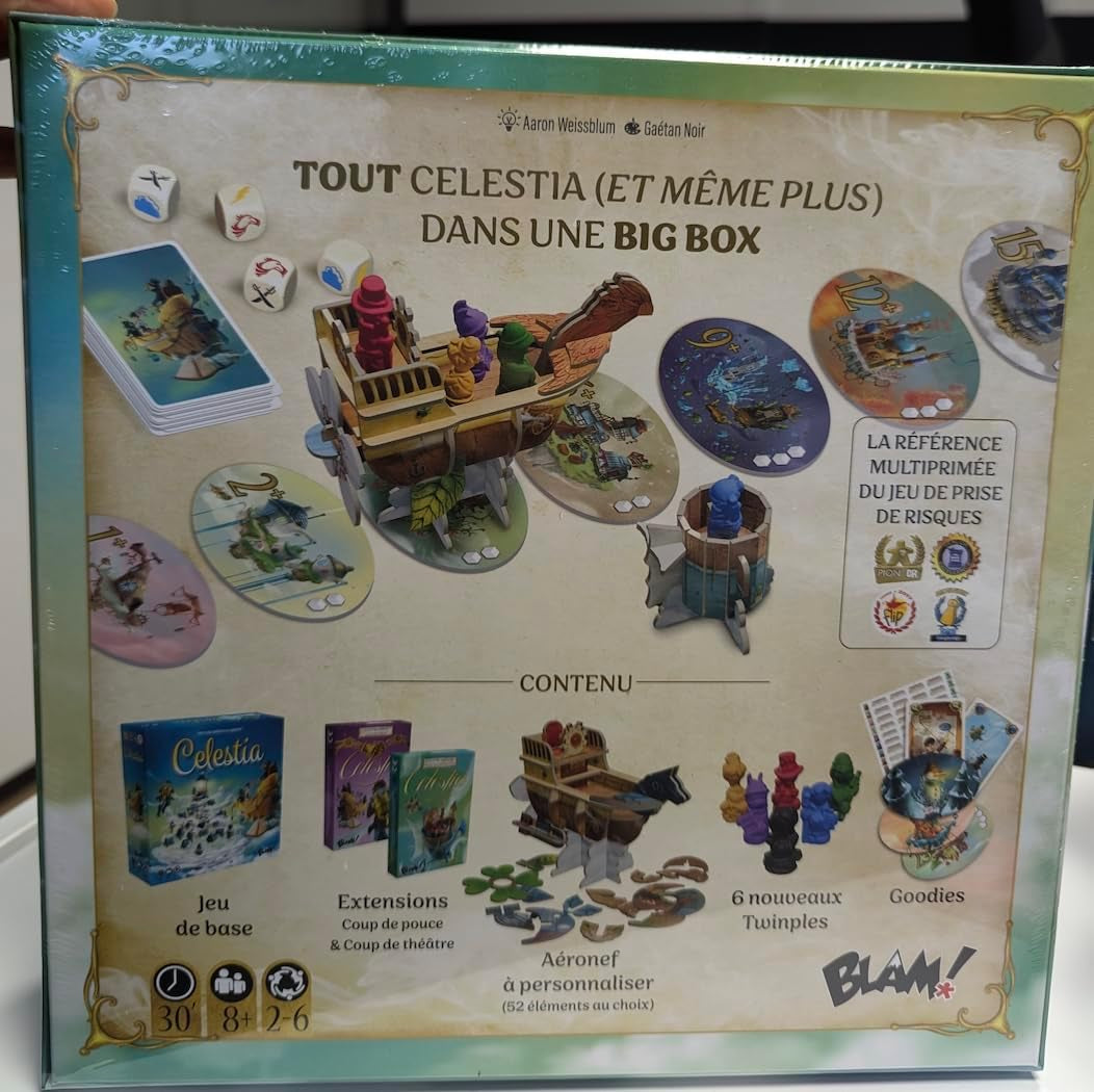 Blam! Celestia Big Box • Joc de bază integral pentru colecționari + 2 expansiuni Joc de societate pentru familie - pentru 2 până la 6 jucători - vârste 8+ - 30 de minute