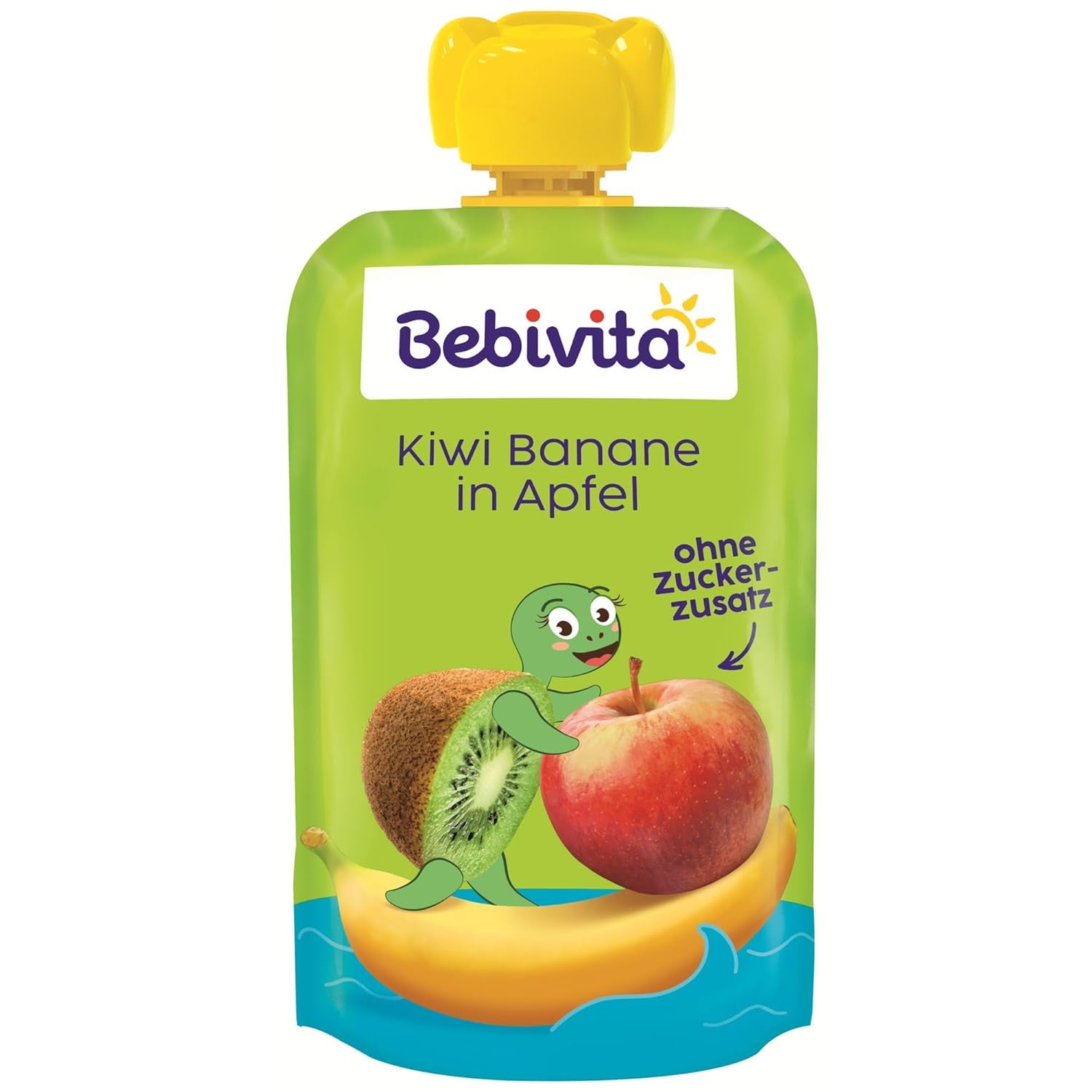 Kiwi Banane in Apfel Quetschie (6 x 120g), ohne Zuckerzusatz, glutenfrei, ideal für unterwegs und selbständiges Snacken