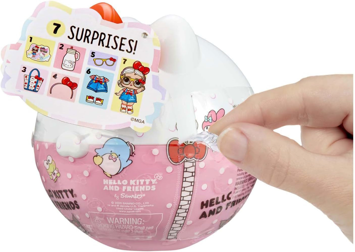 LOL Surprise! Iubește Hello Kitty și prietenii - 1 păpușă cu 7 surprize, selecție aleatorie, 8 obiecte de colecție, pentru copii cu vârsta de 4 ani și peste, roz