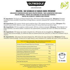 - paste italiene organice din sorg și orez, fără gluten, formă penne - paste fără gluten făcute cu făină integrală din agricultura organică italiană, vegane, pachet de 3 pachete x 350g
