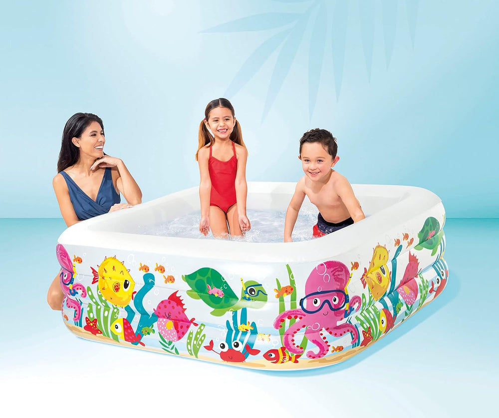 Intex 57471NP - Acvariu gonflabil, vinil, multicolor, 159x159x50 cm