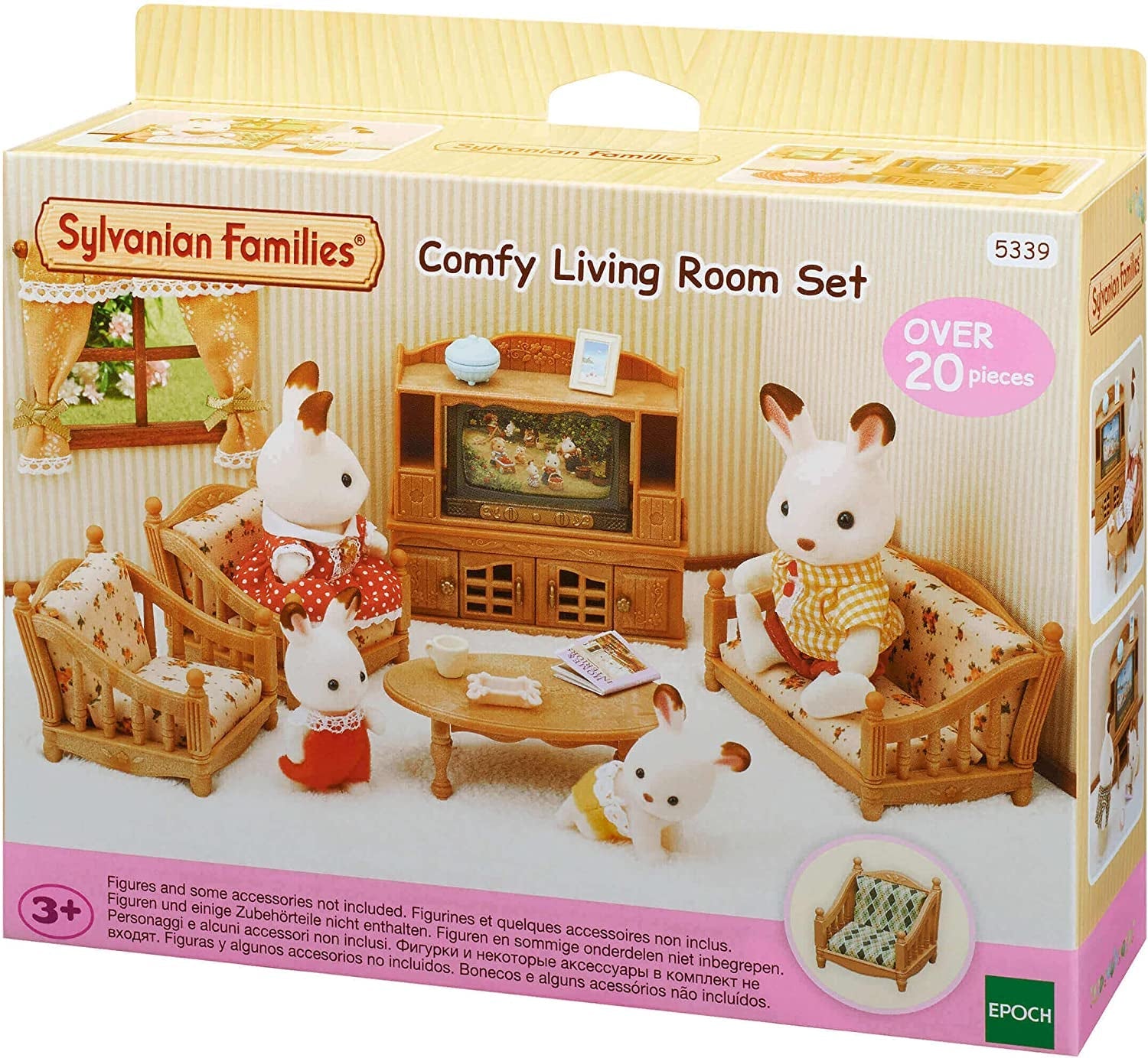 5716 Casă de oraș cu mansardă - Casă de păpuși și L5339 Living tip casă de țară - Mobilier pentru casă de păpuși, 30 x 50 cm, 1 bucată (1 pachet), fabricată din plastic