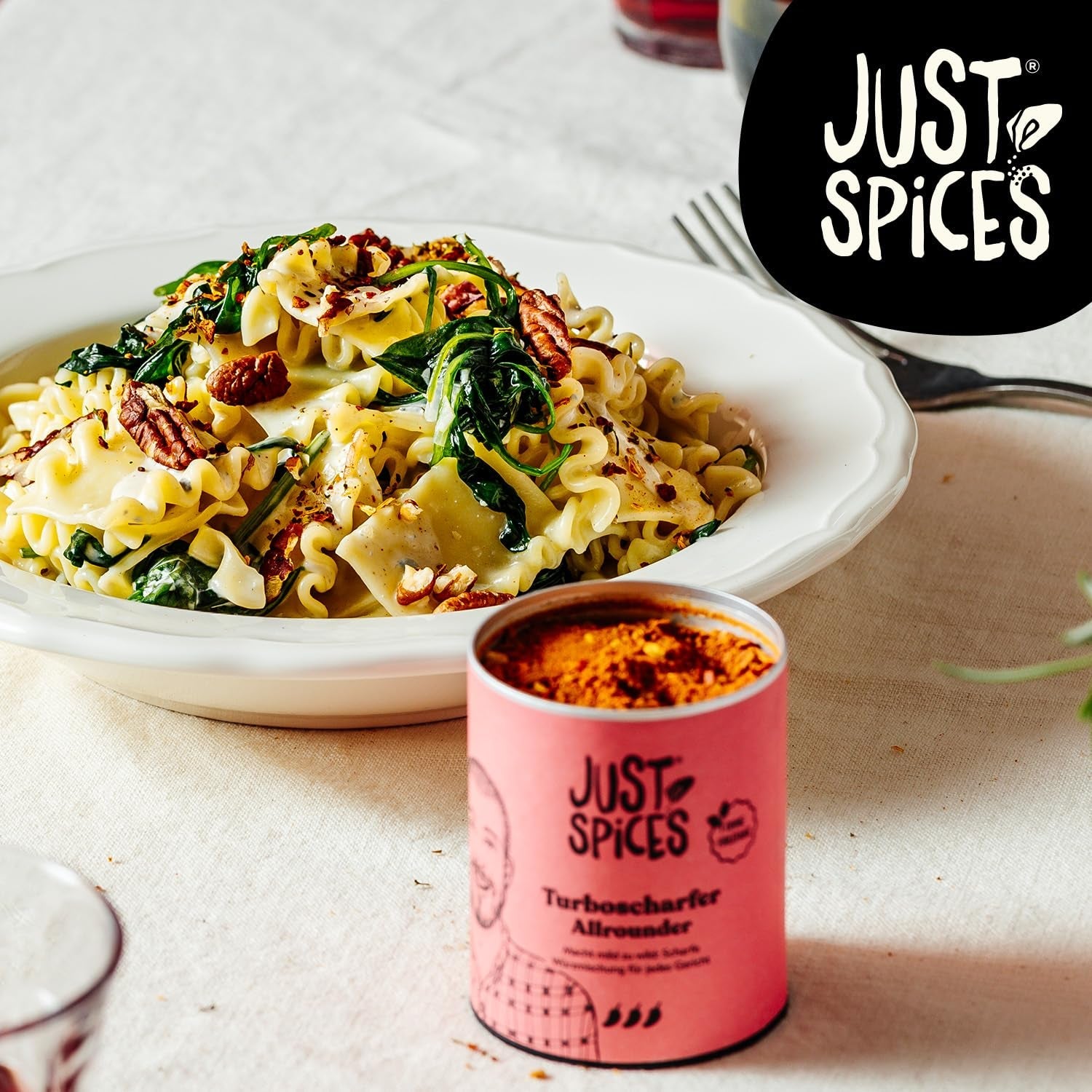Just Spices Turbo Scharfer Allrounder I Mehr Wumms für jedes Gericht mit dreifach Chili I Gewürzdose, 61 g