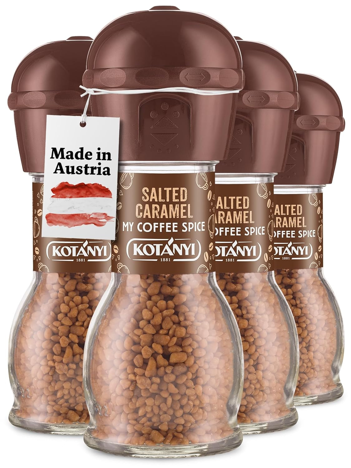 Kotanyi Salted Caramel Kaffee Topping | feiner Karamellgeschmack, 4er Pack (4 x 65g)
