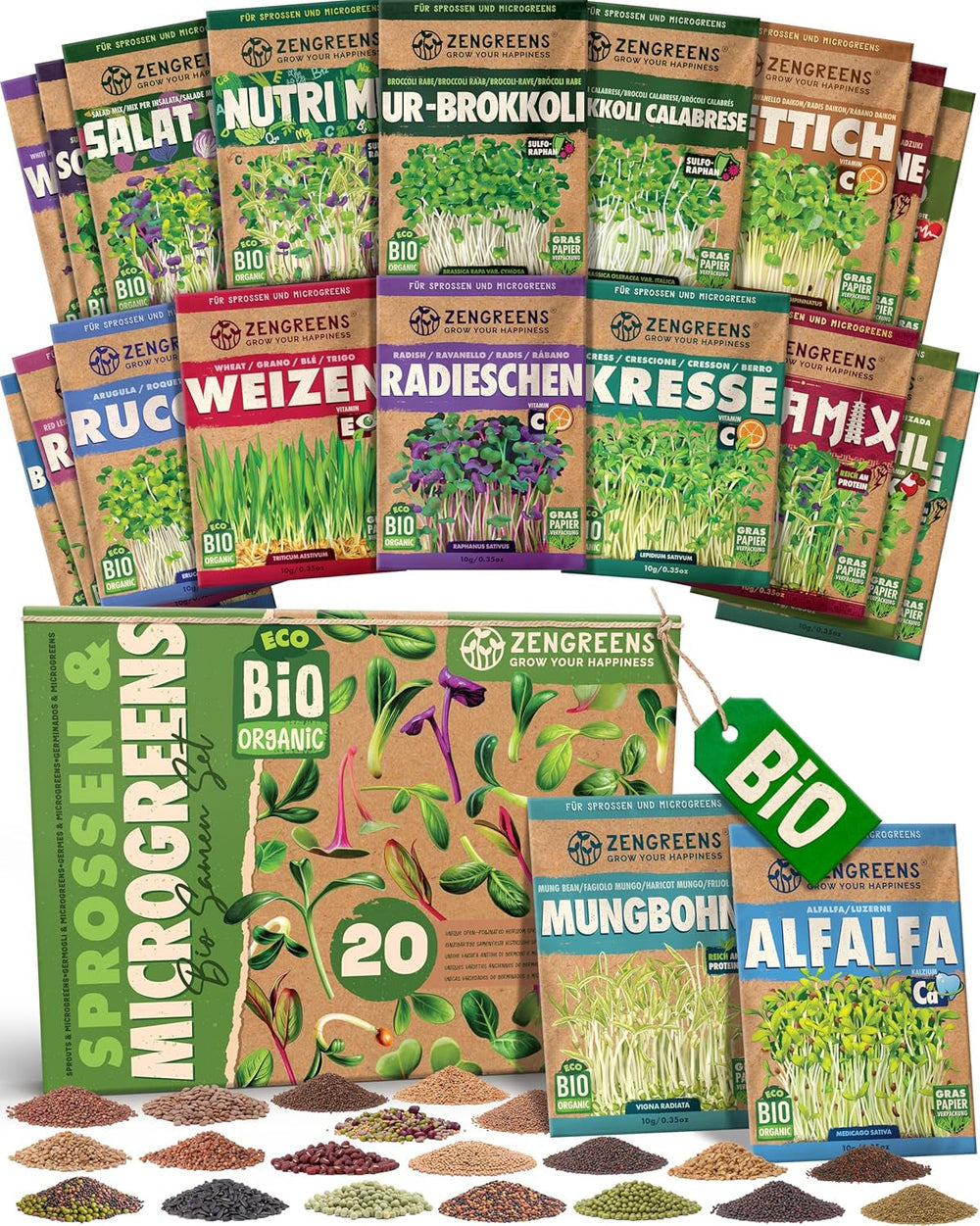 Semințe de busuioc organice într-un set de 6 - 6 semințe de busuioc pentru cultivare ușoară în grădină, balcon sau strat înălțat - semințe de plante - răsaduri