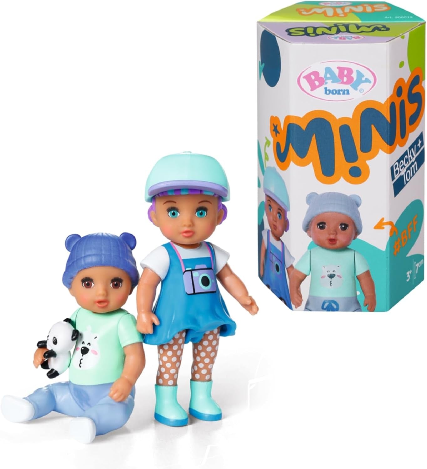 BABY born Minis Doppelpack mit Minis-Puppen Vicky und Mila mit Farbwechseleffekt, Stickerbogen und Accessoires, 906071 Zapf Creation