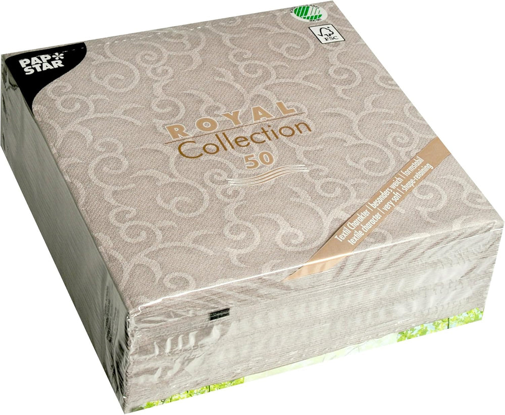 Papstar, 50 șervețele "ROYAL Collection" 1/4-fold 40 Cm X 40 Cm gri "Casali", #84889 (pachet de 2)