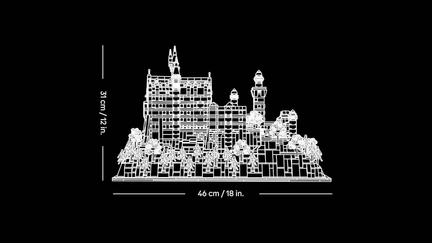LEGO Architecture Schloss Neuschwanstein - 3D Puzzle für Erwachsene - Modellbau mit Türmen, Innenhöfen & detailliertem Innenraum - Historisches Geschenk für Fans - 21063