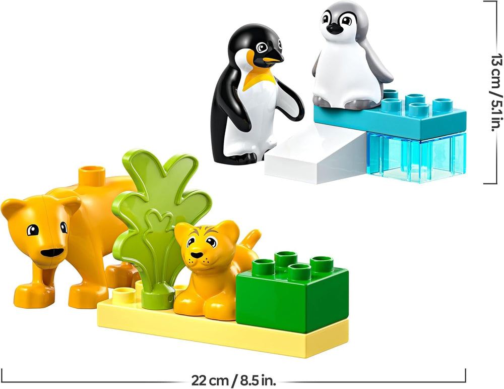 LEGO DUPLO Wildtier-Familien: Pinguine und Löwen – Spielzeug zur Förderung der Feinmotorik für Mädchen & Jungen ab 2 Jahren – Lernspielzeug für Kleinkinder mit 4 Tierfiguren – Geschenkidee – 10442