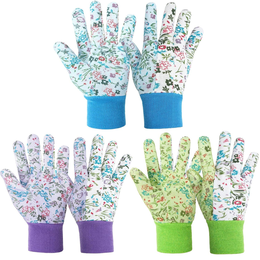 Handschuhe Für Garten, 2Er Set Gartenhandschuhe, Antirutschbeschichtung Arbeitshandschuhe, Einheitsgröße Arbeitshandschuhe Mit Pvc-Punkten Und Reißfester Canvas-Stulpe Zum Pflanz & Gartenarbeit