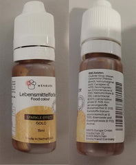 Colorant alimentar Wenburg, sclipici, 11 ml, concentrat, fabricat în UE, lichid. Pentru colorarea aluatului, băuturilor, aromelor, slime-ului - Colorant alimentar auriu cu sclipici - Colorant auriu pentru prăjituri - Sclipici auriu