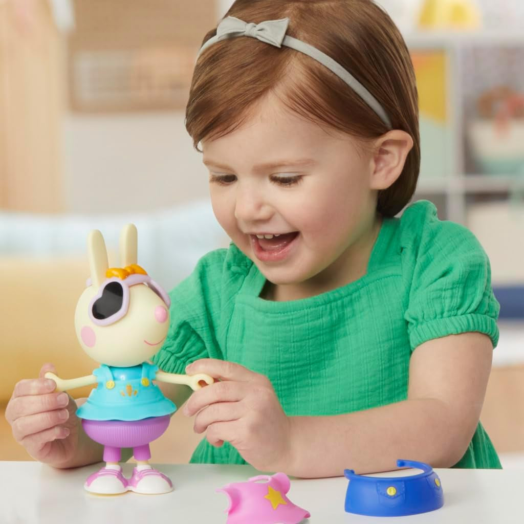 Peppa Pig Luisa Löffel Anziehspaß Figur, 15 cm große Puppe für Mädchen mit Accessoires und Kleidung zum Anziehen, interaktives Spielzeug-Set für Kleinkinder ab 3 Jahren