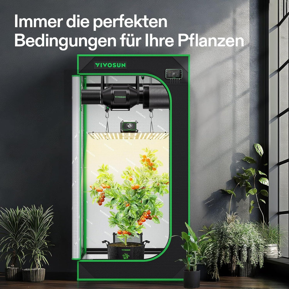 VIVOSUN Cort de Cultivare Inteligent Set Complet 60x60x120cm, sistem de creștere automat integrat WiFi cu lumină LED cu spectru complet de 100W și sistem eficient de ventilație cu controler GrowHub E42A+
