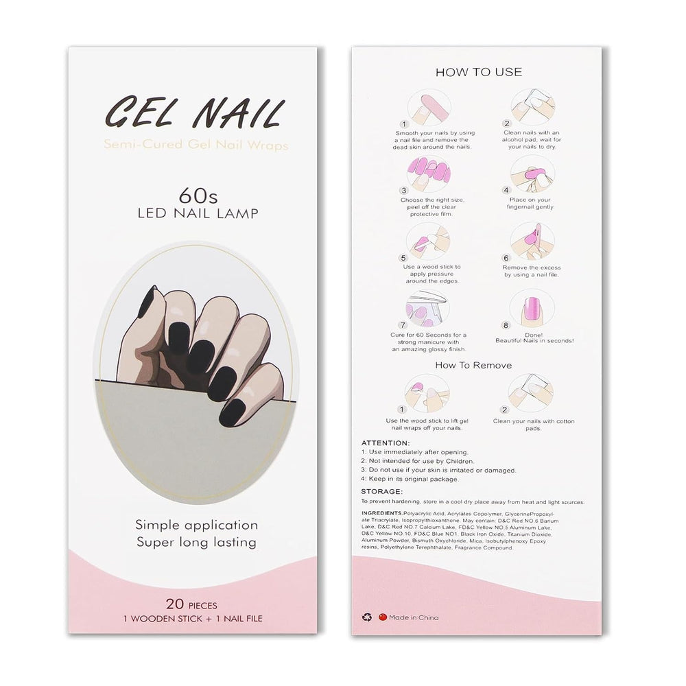 JMEOWIO Nagelfolie UV Härtend Karbon Schwarz Halloween UV Gel Nail Strips Nagelsticker Nagelaufkleber Nail Art Dekoration Nageldesign Zubehör