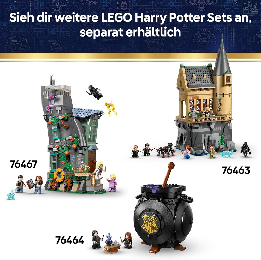 LEGO Harry Potter Schloss Hogwarts: Auswahlzeremonie mit dem Sprechenden Hut - Patronus, Hermine und Draco Malfo Minifiguren mit Zauberstäben, Spinnrad - Geschenk für Kinder ab 7 Jahren - 76460