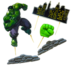 Hulk Decoratiuni Comestibile - Set De 5 Din Pasta De Zahăr Dimensiuni Intre 2,5 Si 11 Cm