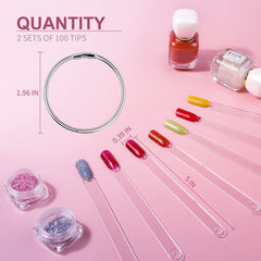 100 Stück Nail Art Tips Ring Stick,Nagelspitzen Nagel Display Transparente Nägel Kunstspitzen Sticks,Nagelkunst Praxis Für Nagelstudio Und Anfänger Display DIY Nail Art Tips