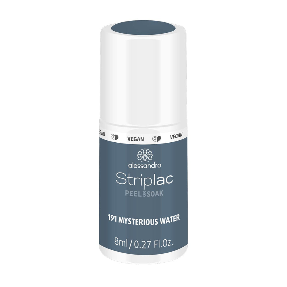 Oja UV alessandro Striplac Midnight Black – Delicată și de lungă durată – Îndepărtare ușoară datorită tehnologiei de îndepărtare peel-off – Vegană și cruelty-free – 8 ml