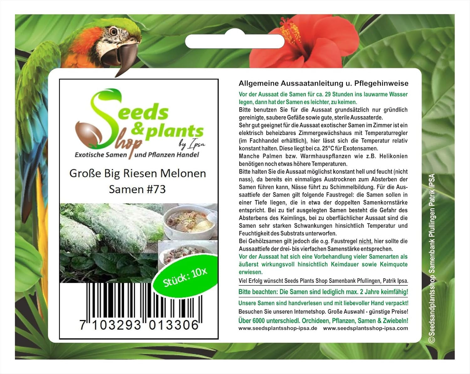 Stk - 10X Riesen Melonen Obst Pflanzen - Samen A73 -