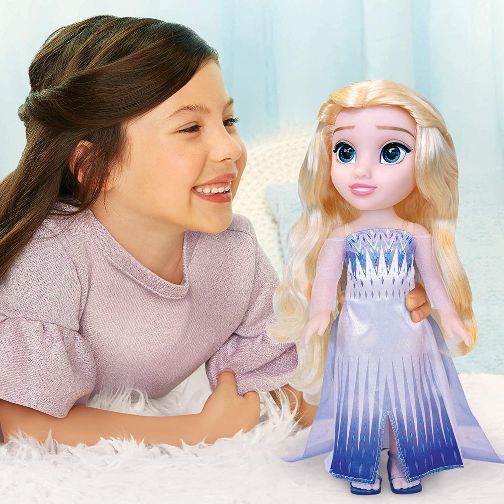 Disney Frozen 2 ELSA die Schneekönigin-Puppe – 35 cm große, bewegliche Puppe in kultigem Modekleid und mit langem wallendem Haar für zusätzliches Spielvergnügen, für Mädchen ab 3 Jahren, 214894