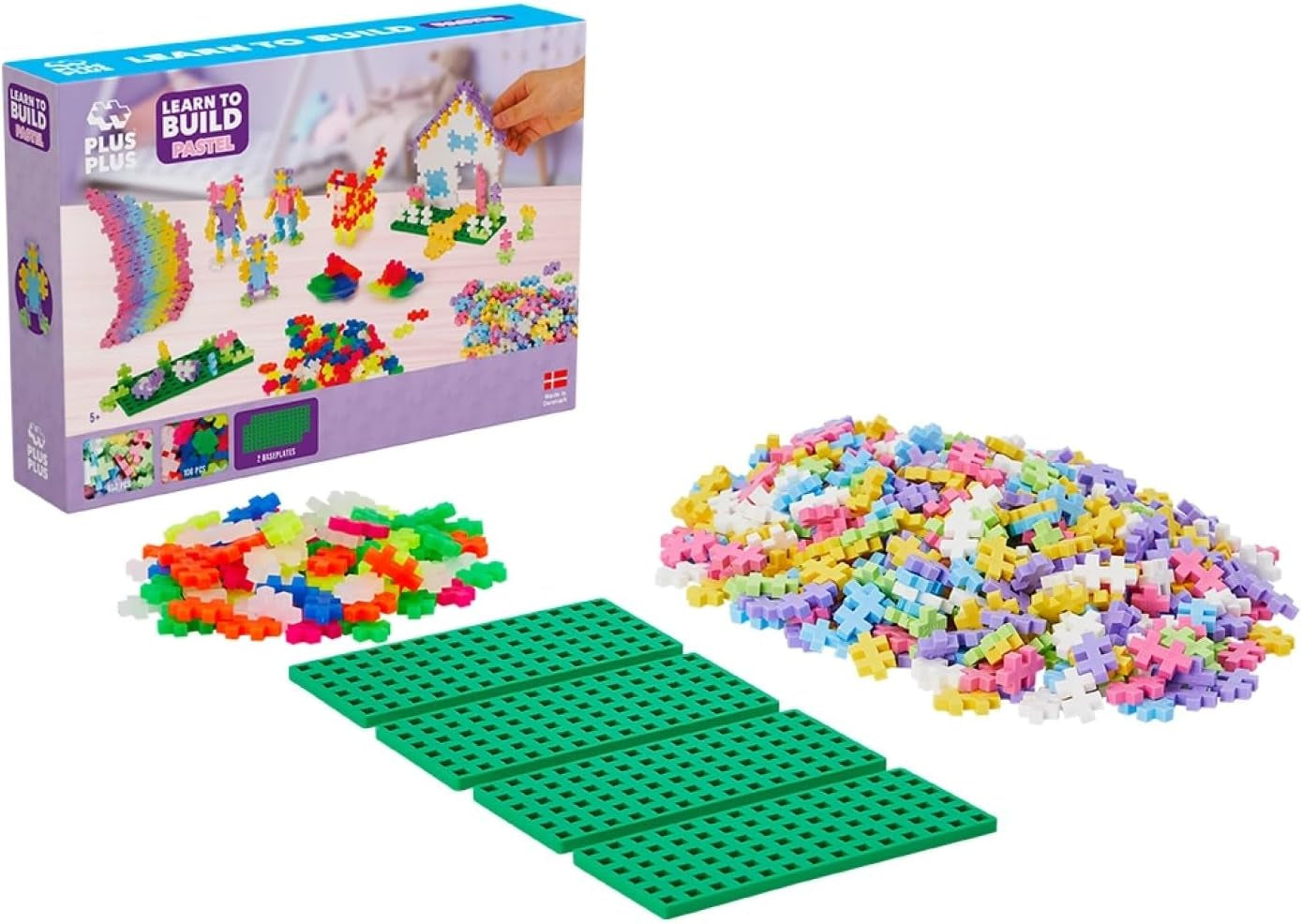 Plus-Plus 9603918 Geniales Konstruktionsspielzeug, Learn to Build, Dinosaurier, Kreativ-Bausteine, 600 Teile, Mehrfarbig