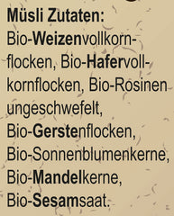 Seitenbacher Bio Müsli Voll-Biologische Mischung I Ohne Zugesetzten Zucker I Ohne Zugesetztes Fett I (1 X 750 G) Cereale Naty Shop