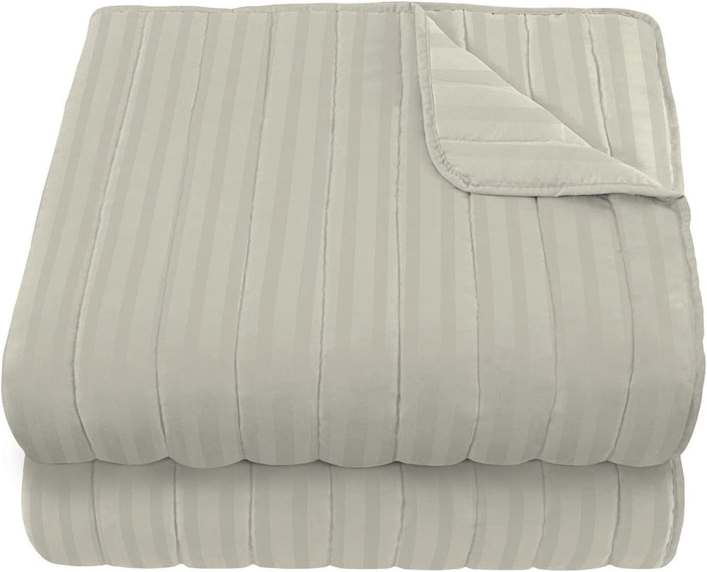 Cuvertură de vară Satin Stripes, poliester, crem, 260X250 Cm Plapumi si pilote Naty Shop