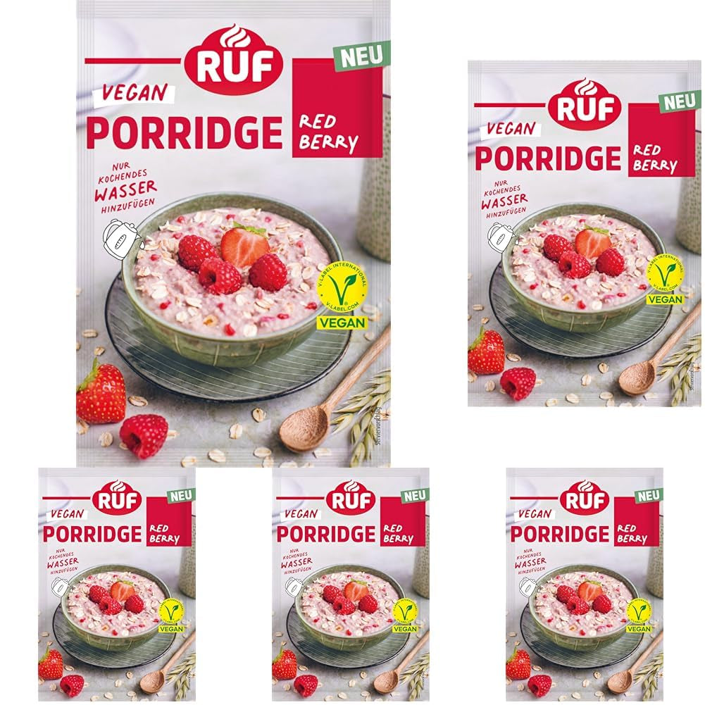 RUF Terci Vegan cu Nuci și Ovăz, fulgi de ovăz cu migdale, alune și semințe de in, preparare ușoară, într-un pachet practic de porții, 1 x 60 g