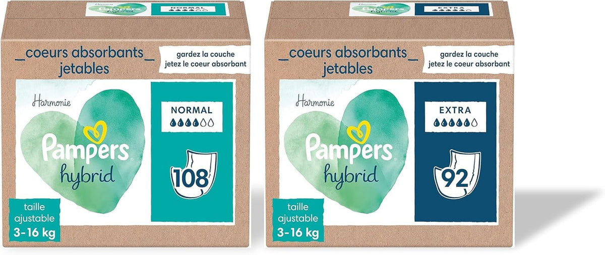 Harmony Hybrid, 200 de miezuri protectoare de unică folosință, absorbție suplimentară, pentru scutece hibride lavabile, protejează pielea sensibilă a bebelușului
