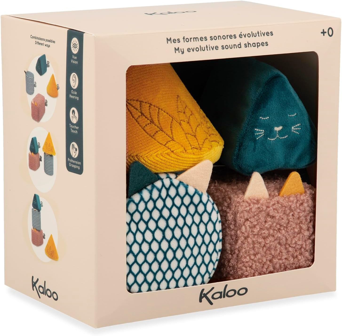 KALOO - Stimuli - 4 forme evolutive cu sunete - Produse pentru copii - Joc de stivuire - Abilități de auz și prindere - De la naștere, K227002 Jucarii Bebe Naty Shop