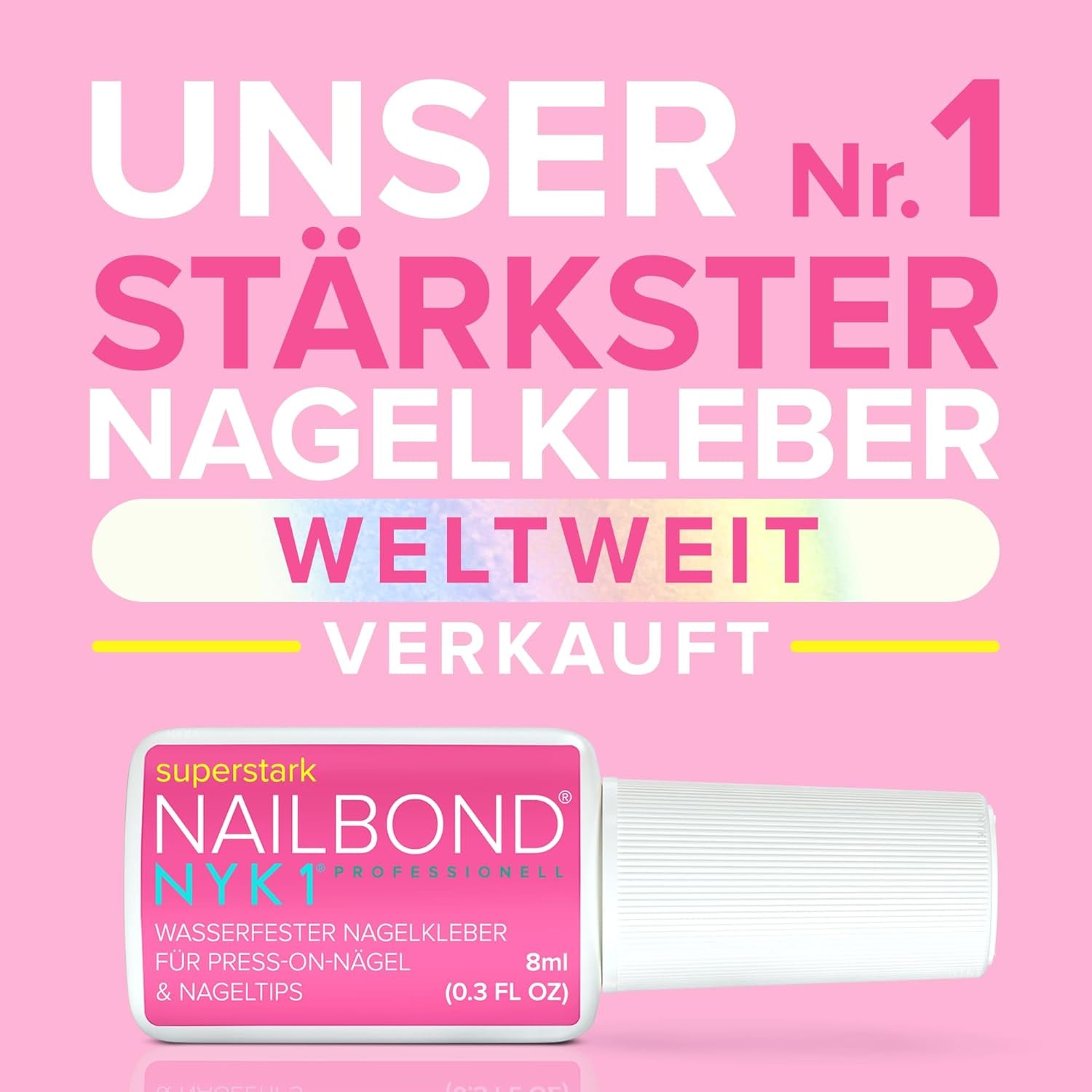 NYK1 Nailbond Lipici pentru unghii artificiale Extra puternic (8ml) Lipici pentru unghii cu pensulă pentru vârfuri, unghii prin presare și unghii acrilice Lipici pentru unghii - Lipici pentru unghii crăpate Lipici antifungic pentru unghii