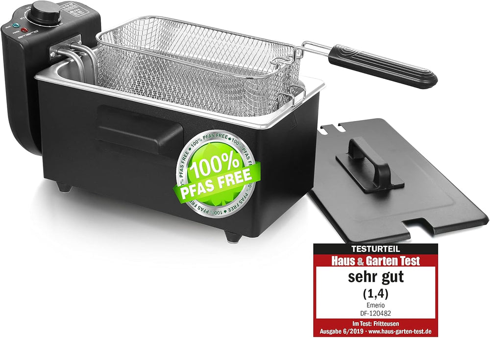 Friteuză cu ulei Emerio 3.0L cu tehnologie Cold Zone, 2000 W Electrocasnice Naty Shop Negru