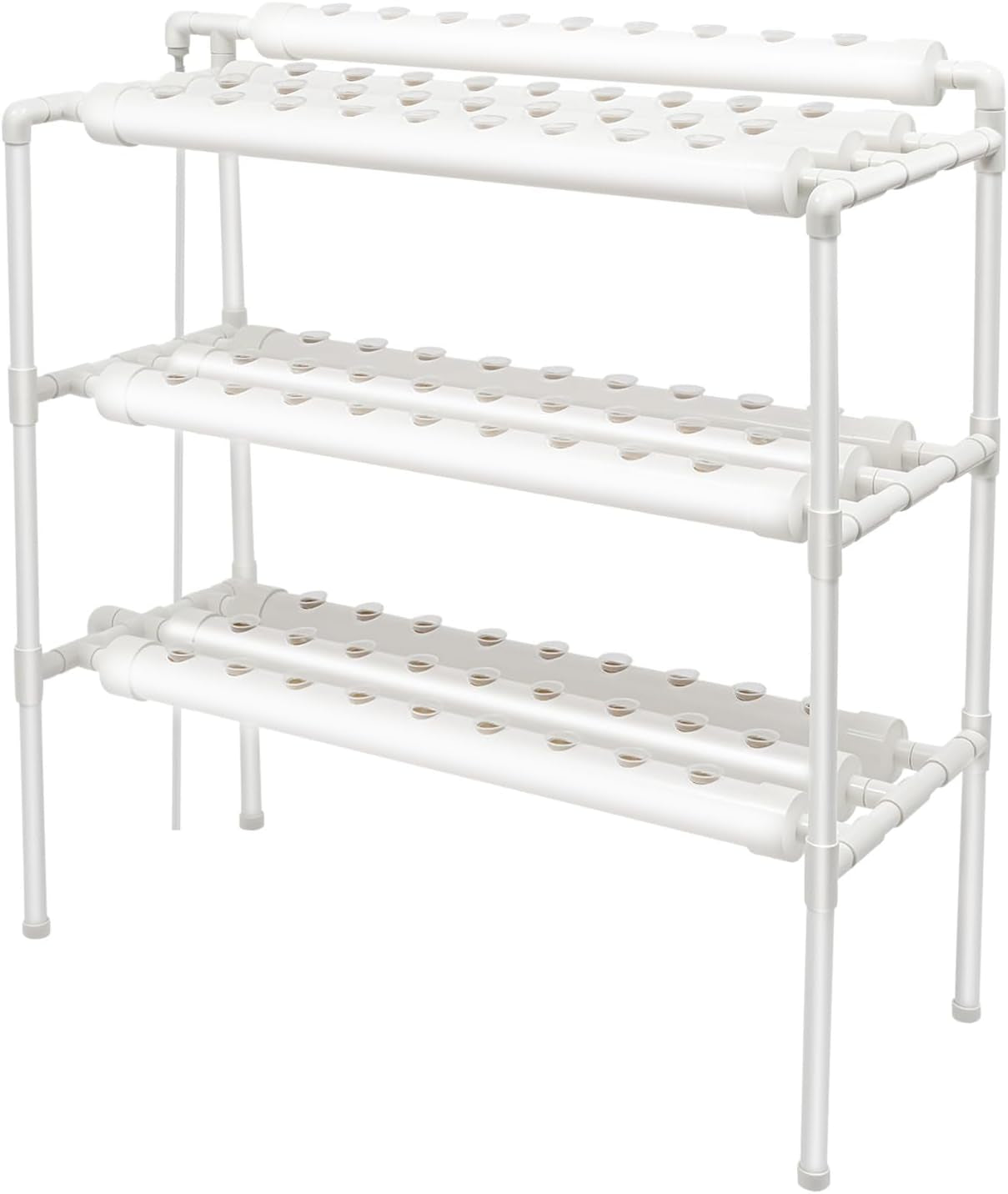 Kit de creștere hidroponică cu 3 straturi cu 90/108 poziții de plantare și pompă de apă, sisteme de creștere a plantelor fără sol din PVC, kituri de creștere hidroponică pentru cultivarea legumelor și fructelor (108 poziții de plantare)