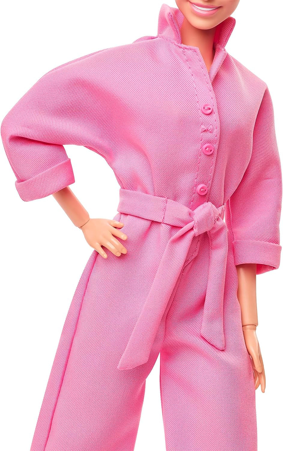 BARBIE THE MOVIE Margot Robbie - Puppe mit Kaugummi-Rosa Jumpsuit, Messy Updo, Sonnenbrille, Kopftuch, Wedge-Sneakers, Sammlerverpackung, für Kinder ab 3 Jahren, HRF29