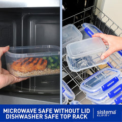 Borcan pentru depozitarea alimentelor Sistema KLIP IT | 9,67 l | borcan de depozitare stivuibil și etanș cu capac, potrivit pentru frigider/congelator | plastic fără BPA | clipsuri albastre | 1 bucată (pachet de 4) Cutii depozitare alimente Naty Shop