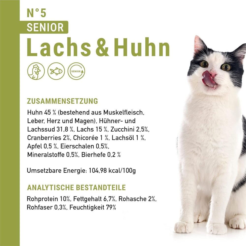 catz finefood Senior Collection Katzenfutter nass - Premium Nassfutter für Ihre Senior Katze - getreidefrei, ohne Zucker, hoher Fleischanteil, Vitamine & Mineralien (6 x 200g Dose)