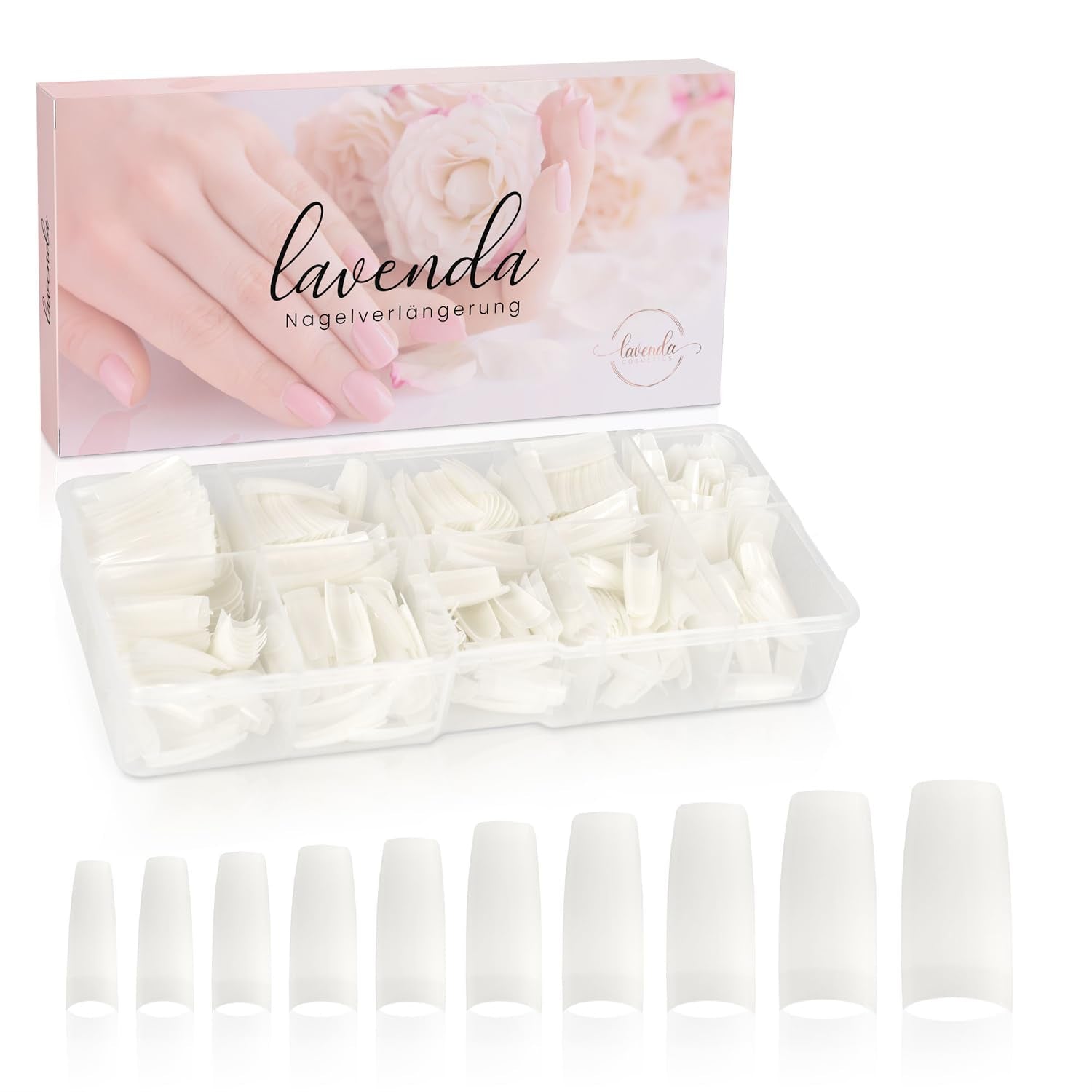 ® Unghii artificiale pentru lipire 500 bucăți Unghii false - Unghii stabile pentru unghii cu gel - Unghii cu calitate de studio (culoare naturală)