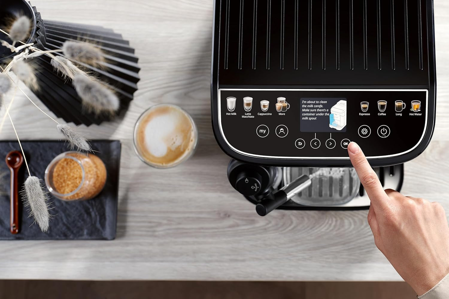 De'Longhi Magnifica Evo Next - Perfetto Espressor complet automat cu spumator de lapte LatteCrema, 13 băuturi cu o singură atingere, aparat de cafea și cappuccino, ecran tactil color, titan (ECAM312.80.TB)