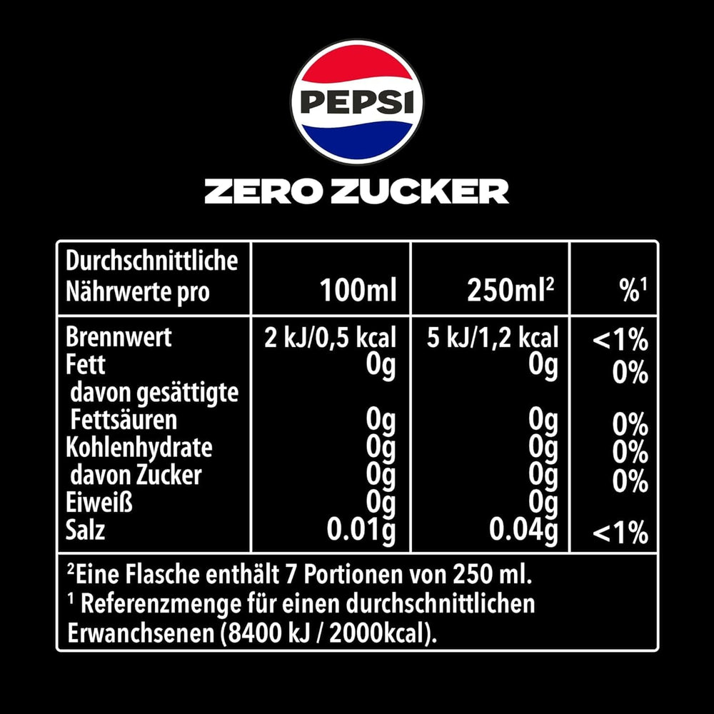 Pepsi Zero Sugar, Băutura răcoritoare fără zahăr de la Pepsi, fără calorii, set 6 x 1,75 litri Bauturi fara alcool Naty Shop