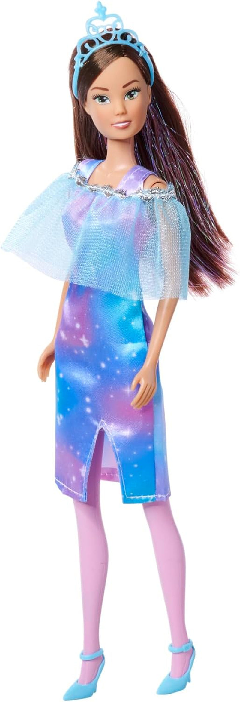 Simba Steffi Love Fantasy Princess, 4 culori asortate, livrat doar un articol, păpușă prințesă cu pelerină și dungi strălucitoare, 29 cm, vârste 3+
