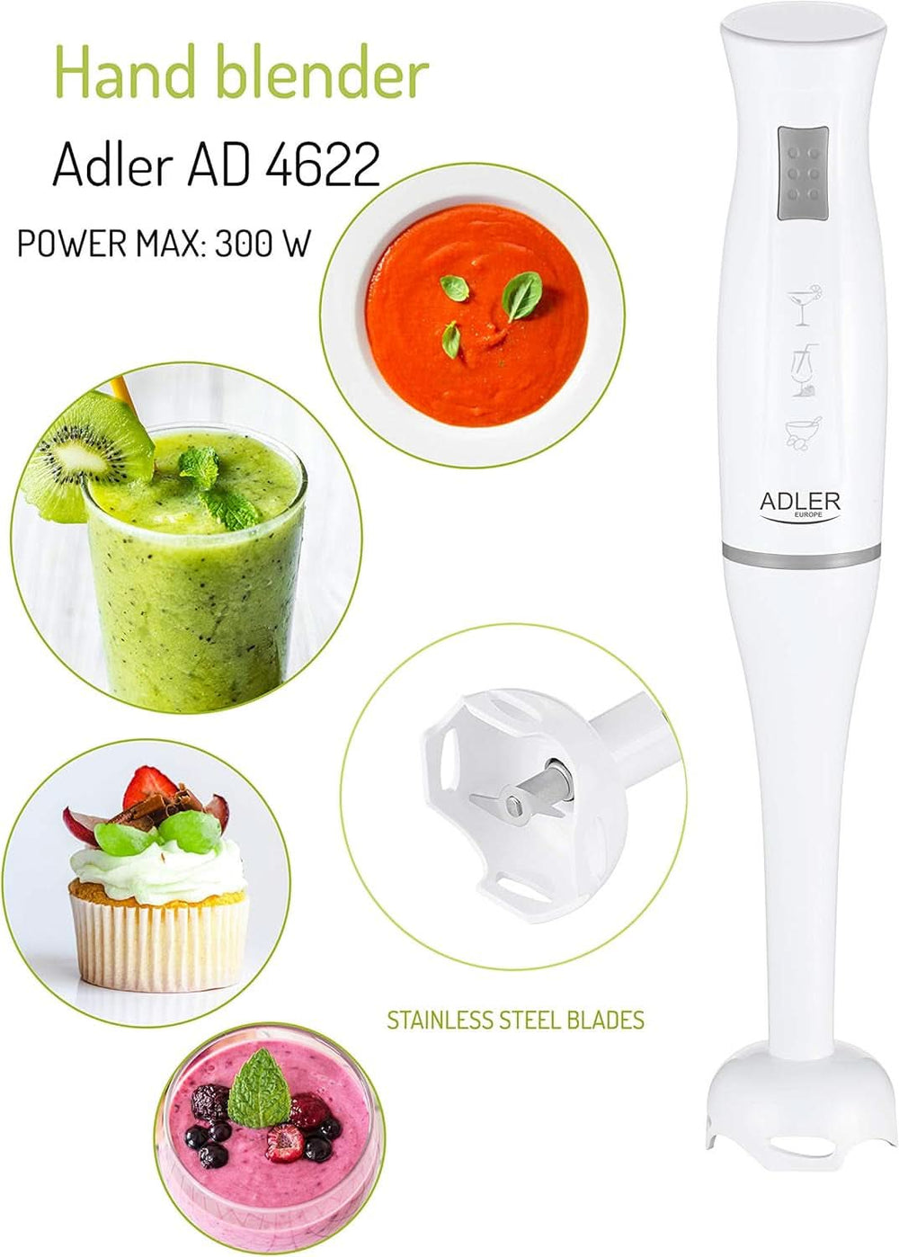 Adler AD4622 Mixer, plastic, alb Bucatarie Naty Shop