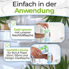 Sticlă de rezervă BULA® Popo (750 ml) DOAR PENTRU REUMPLEREA sticlelor noastre de 150 ml și 50 ml! | Înlocuiește până la 1.000 de șervețele! | Cu ingrediente de origine naturală
